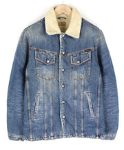 NUDIE JEANS Lenny Tangerine Blue vyriška striukė M mėlyna medvilnė su šerpų pamušalu džinsinio audinio 