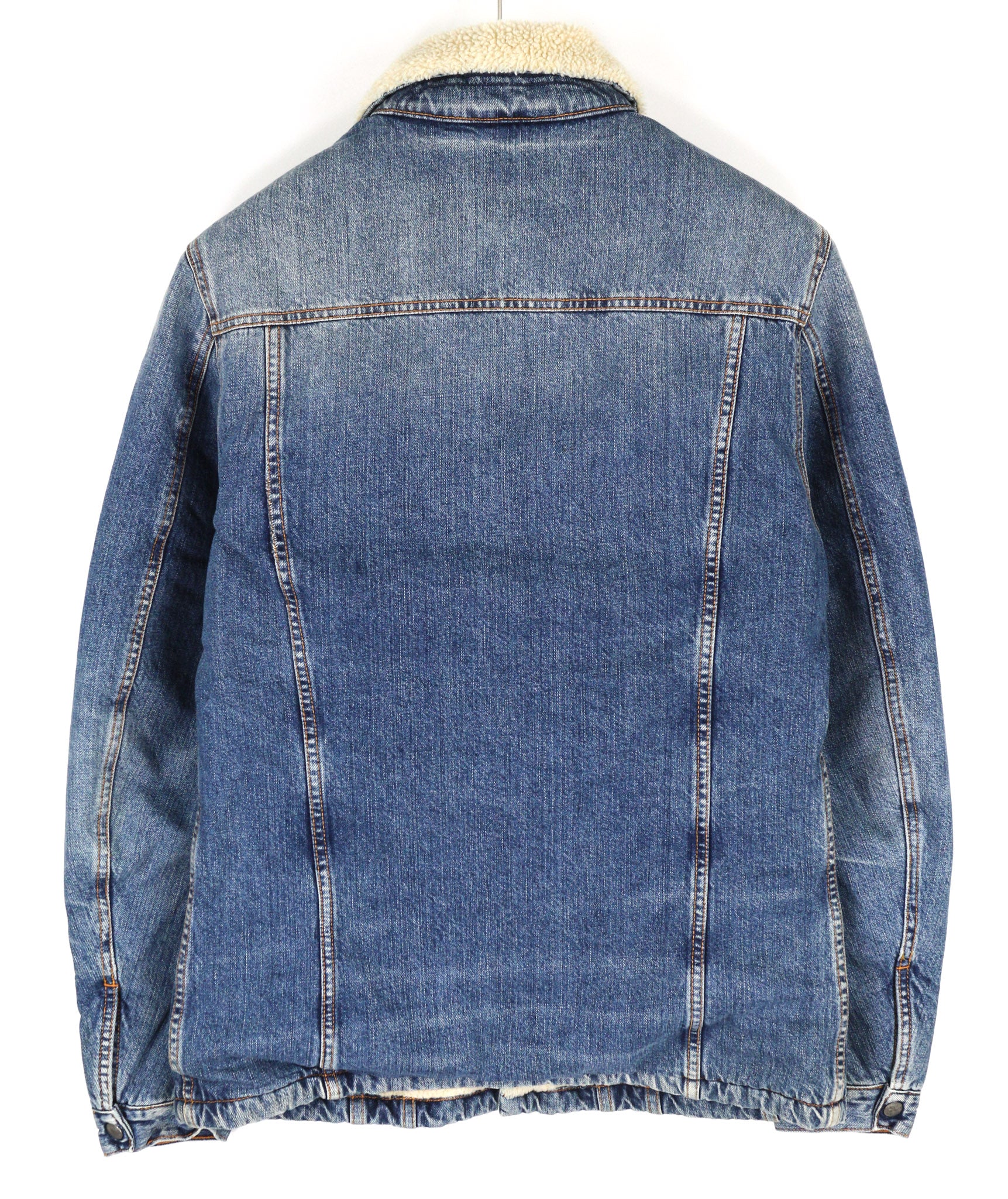 NUDIE JEANS Lenny Tangerine Blue vyriška striukė M mėlyna medvilnė su šerpų pamušalu džinsinio audinio 