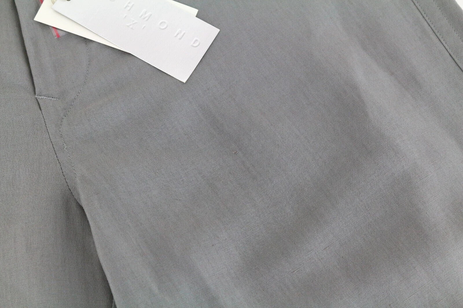 RICHMOND Men's Trousers 54 Flat Front Grey Linen Blend Belted Casual