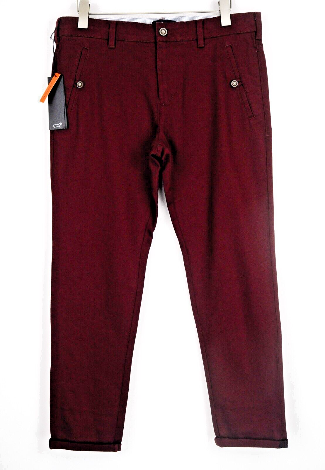 HARMONT & BLAINE Men Trousers 50 Red Slim Fit Cotton Stretch Casual Zipper