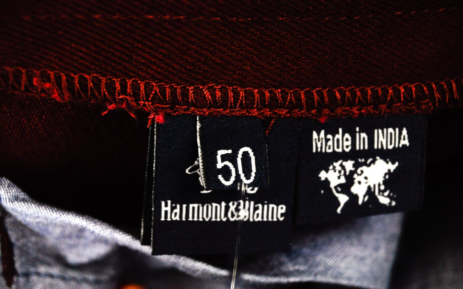 HARMONT & BLAINE Men Trousers 50 Red Slim Fit Cotton Stretch Casual Zipper