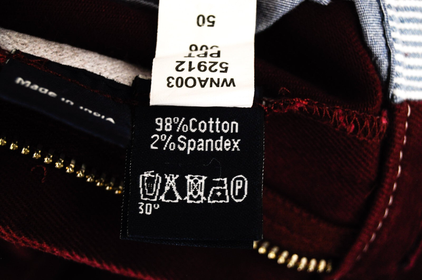 HARMONT & BLAINE Men Trousers 50 Red Slim Fit Cotton Stretch Casual Zipper