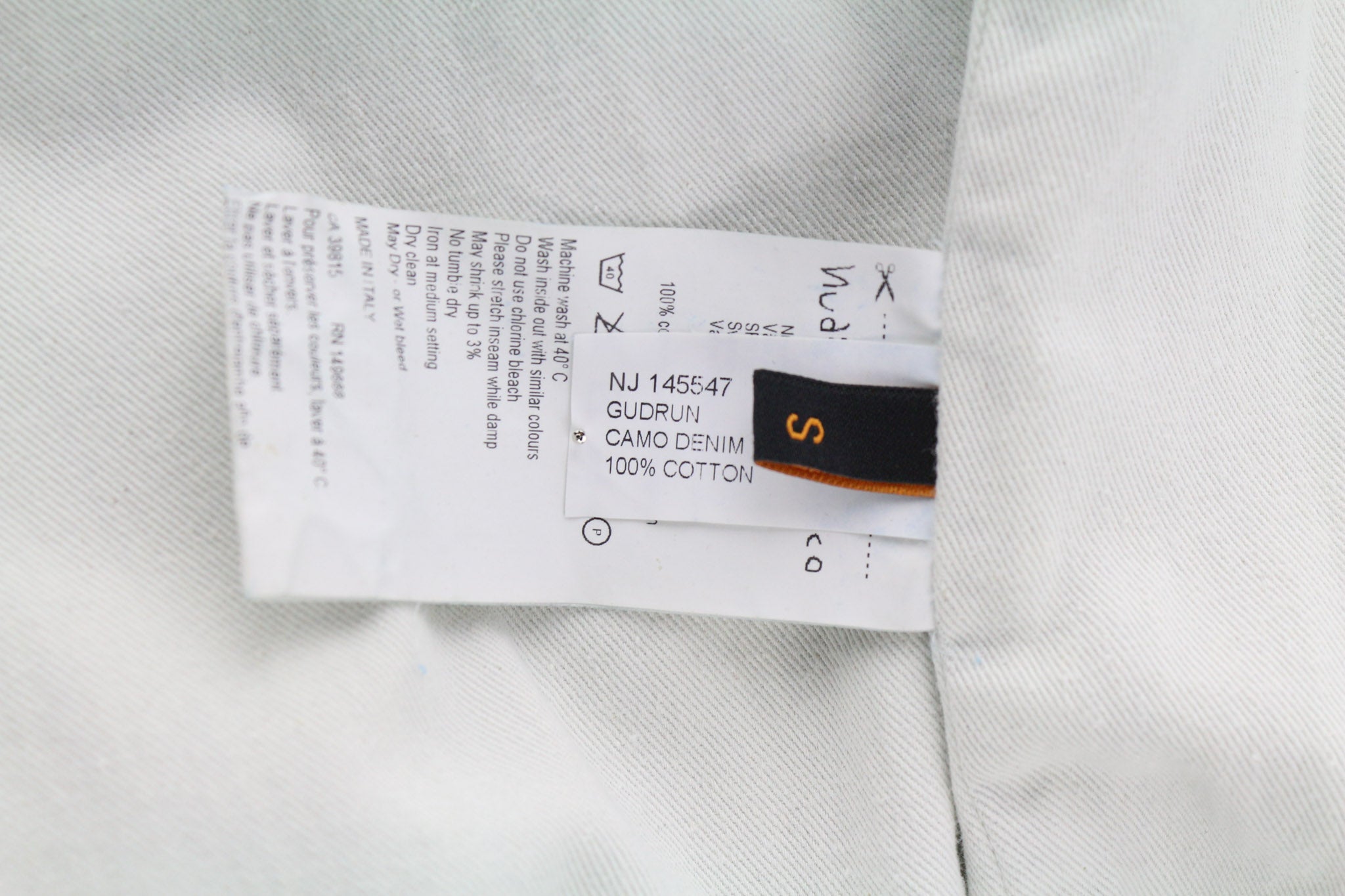 NUDIE JEANS Gudrun Camo džinsinis moteriškas švarkas S mėlyna medvilninė bomber stiliaus striukė 