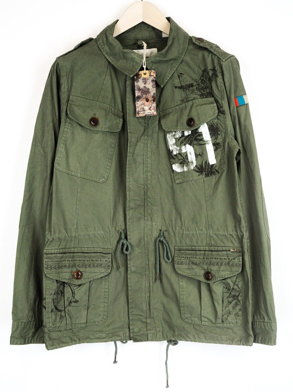 SCOTCH &amp; SODA vyriška striukė M, žalia, medvilninė, lengva, ilgomis rankovėmis, laisvalaikio stiliaus 