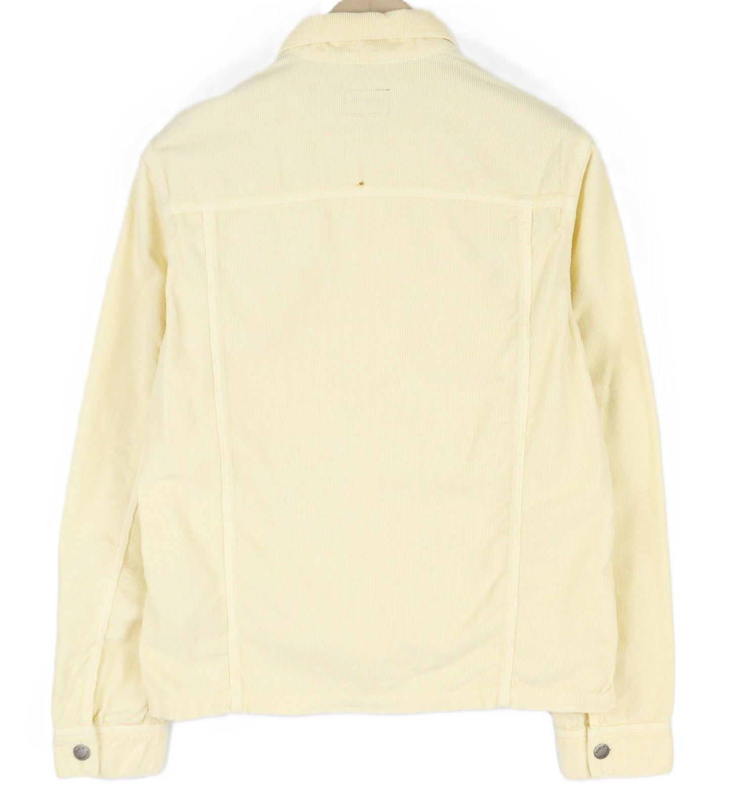 NUDIE JEANS Ronny vyriška striukė S, dulkėtos baltos spalvos, ekologiškos medvilnės velvetas su logotipu ir sagomis 