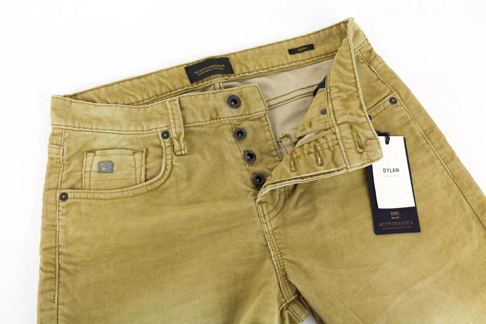 SCOTCH & SODA Dylan Men's Trousers W28/L32 Brown Super Slim Stretch Corduroy