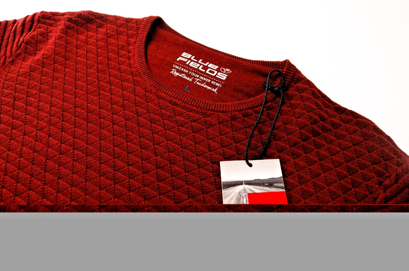 BLUE FIELDS vyriškas megztinis L dydžio raudonas apvalios iškirptės ilgomis rankovėmis 