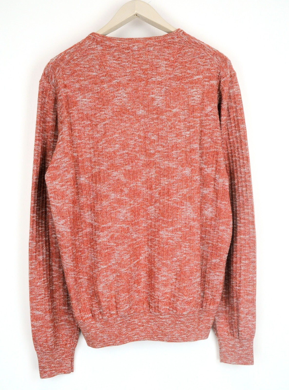 BLUE FIELDS vyriškas megztinis L dydžio oranžinis medvilninis megztinis su V formos iškirpte ilgomis rankovėmis 