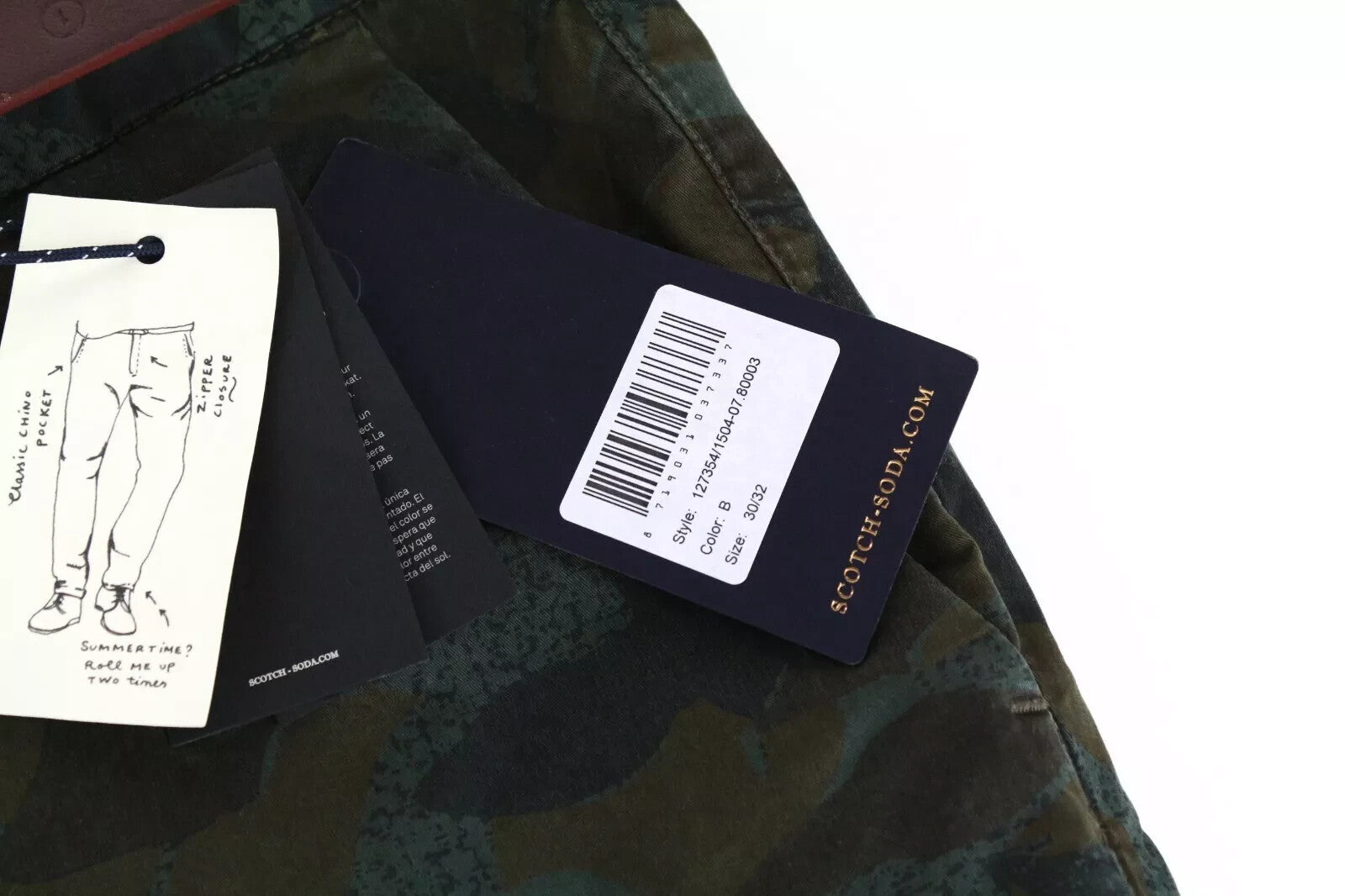 SCOTCH & SODA Stuart Men's Trousers W30/L32 Green Slim Cotton Stretch Patterned