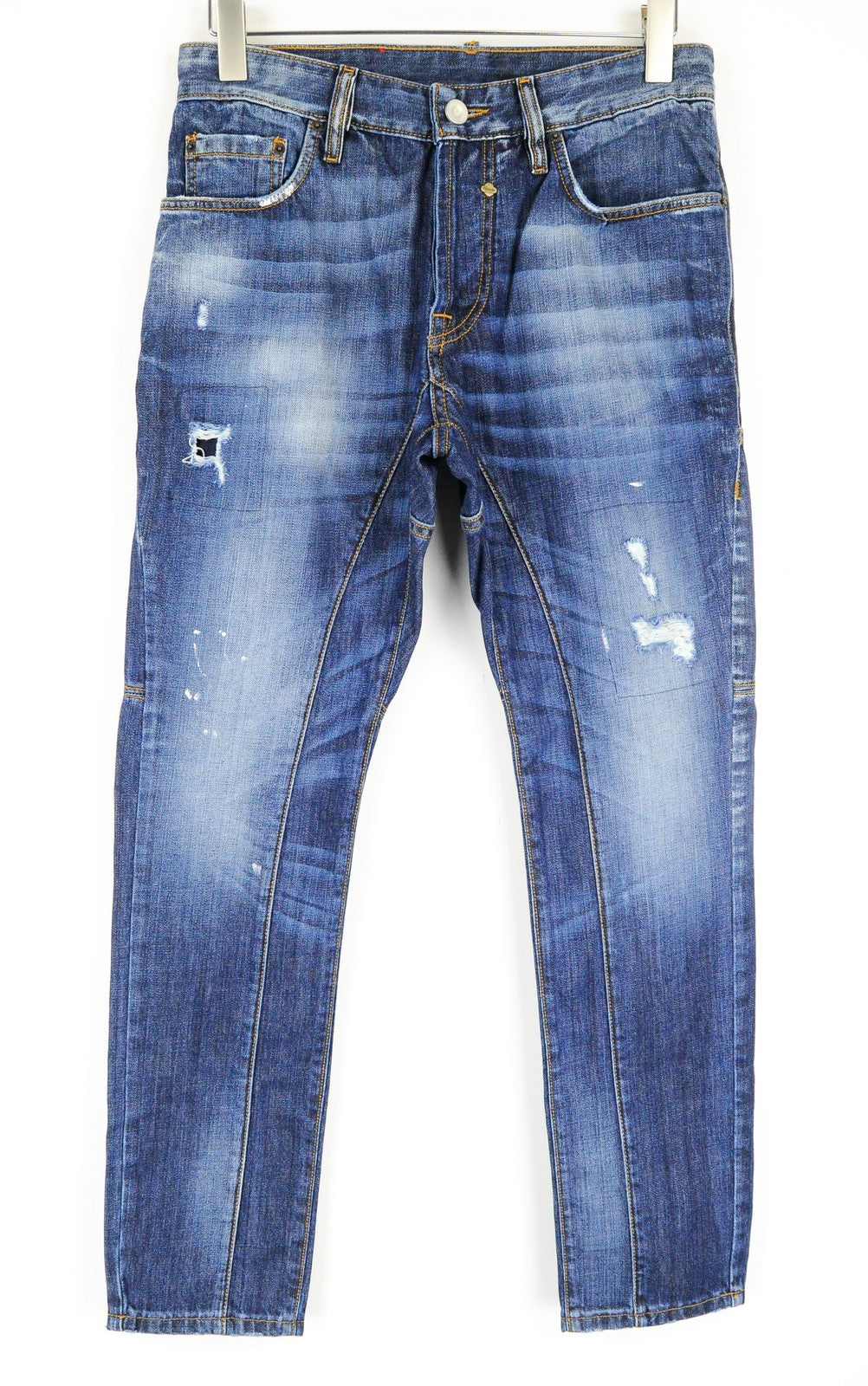 TAKESHY KUROSAWA Jeans Men's W30 Blue Cotton Washed Distressed 5-Pocket Fit