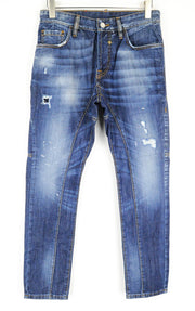 TAKESHY KUROSAWA vyriški mėlyni medvilniniai džinsai, skalbti, su 5 kišenėmis, W30 dydis 