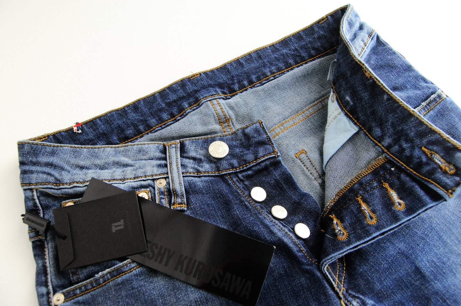 TAKESHY KUROSAWA Jeans Men's W31 Blue Cotton Washed Stretch 5-Pocket Regular