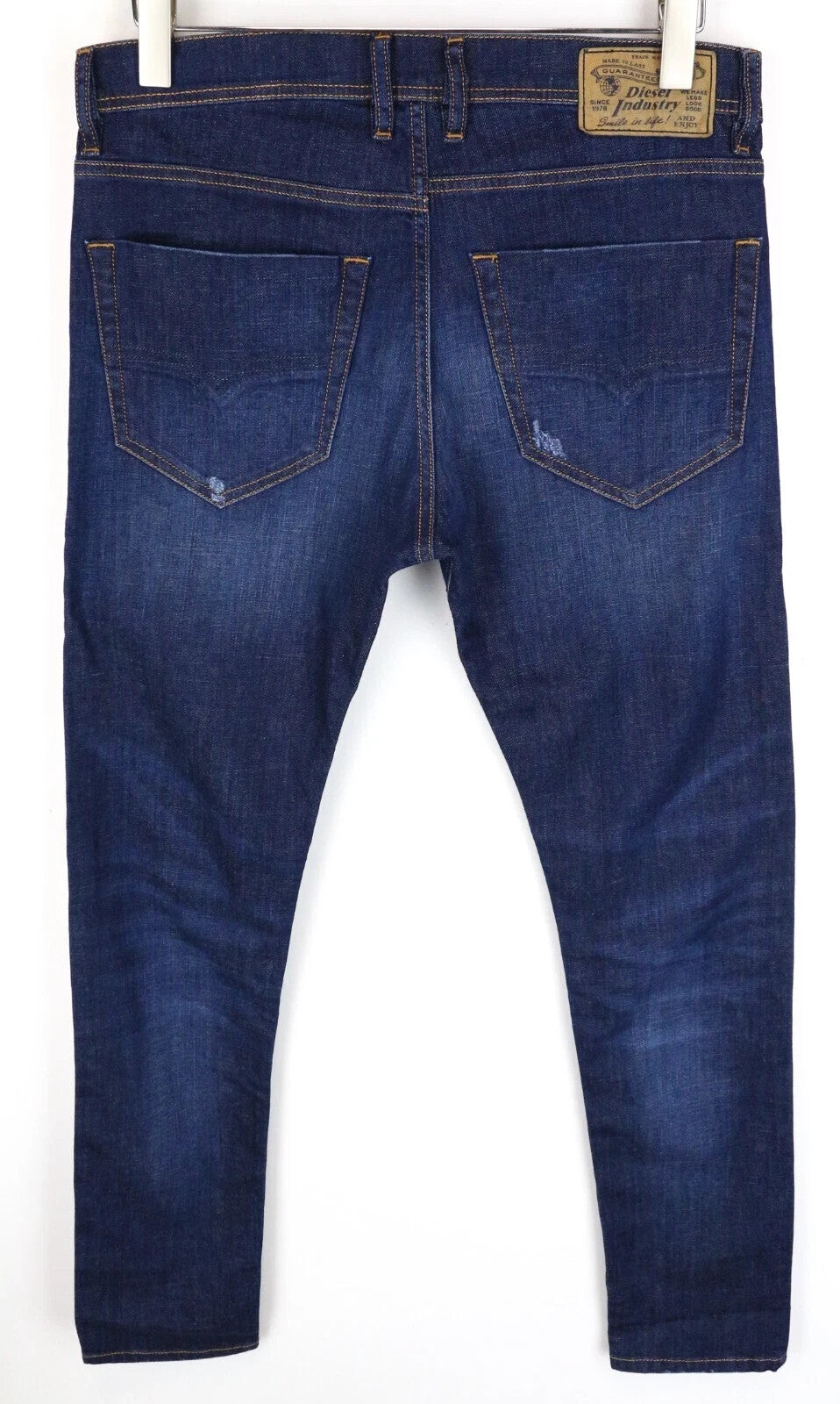 DIESEL Tepphar R7NA8 vyriški džinsai W30/L34 Slim Carrot Fit, mėlyni, tamprūs, dirbtinio audinio 