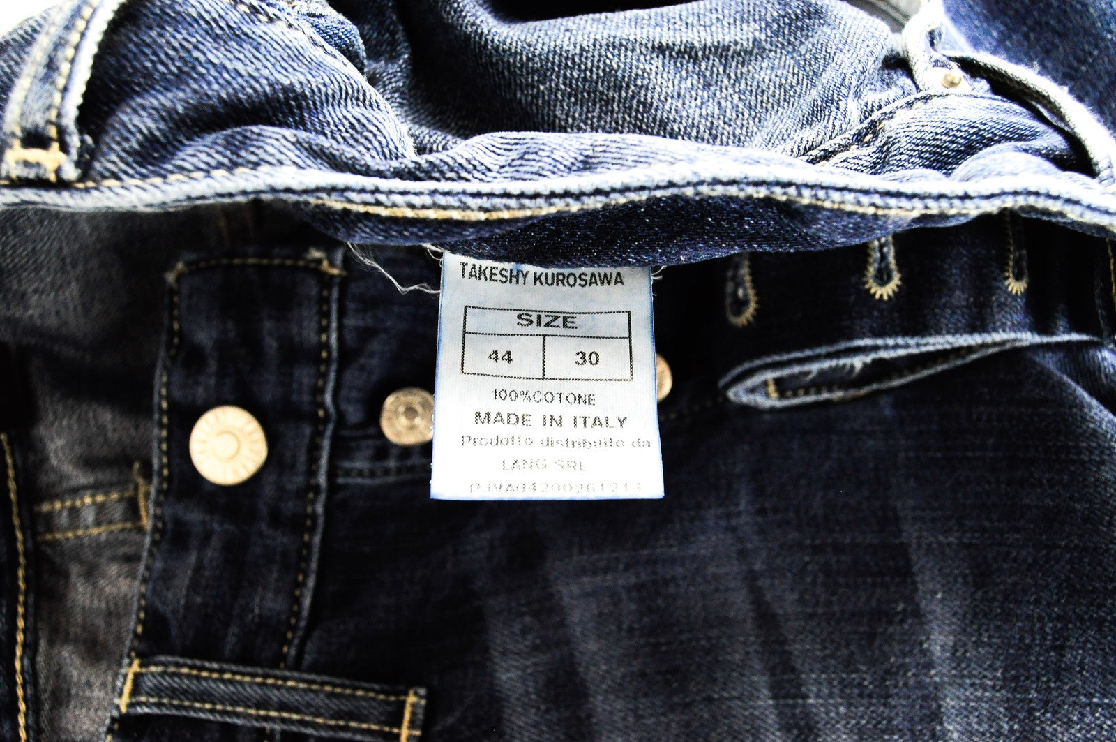 TAKESHY KUROSAWA Jeans Men's W30 Blue Cotton Wash Distressed Regular Fit