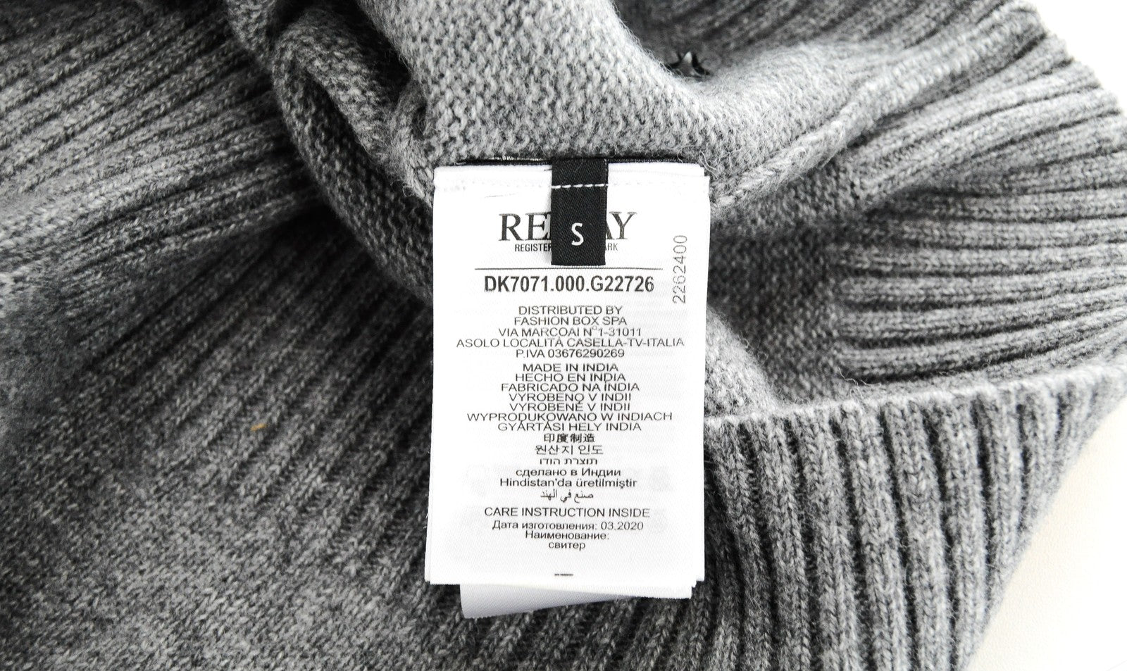 REPLAY vyriškas megztinis ilgomis rankovėmis, pilkas, S dydžio, megztinis su vilnos mišinio audiniu 