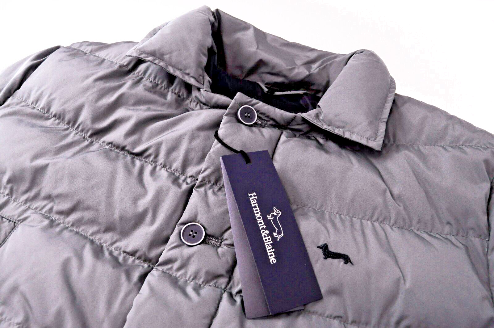 HARMONT &amp; BLAINE vyriška striukė L, pilka, dygsniuota, vienaeilė, ilgomis rankovėmis 