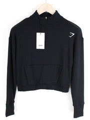 GYMSHARK Pippa moteriškas megztinis S dydžio, su puse užtrauktuko ir trumpomis priekinėmis kišenėmis. 