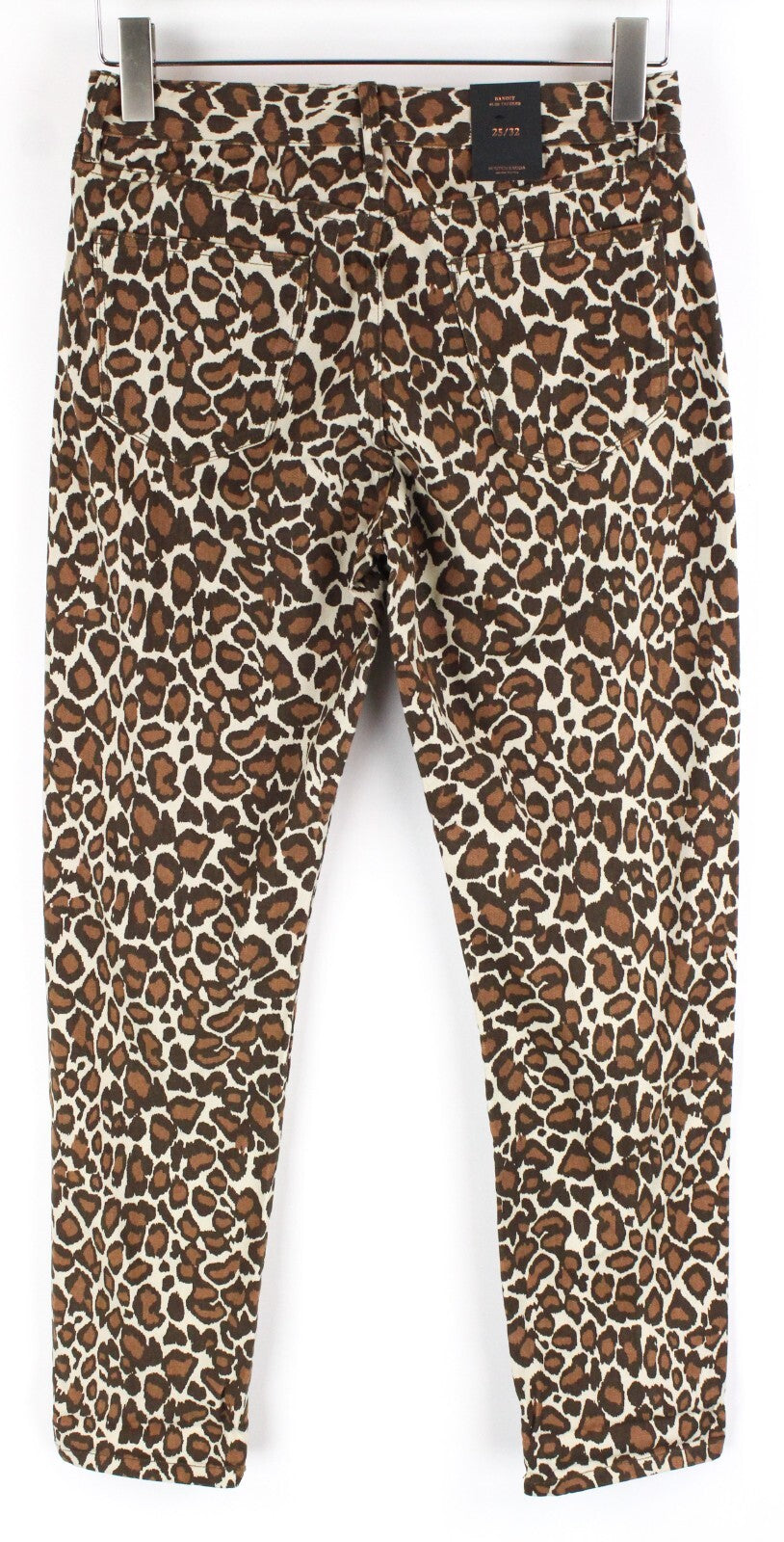 MAISON SCOTCH Women Trousers W25/L32 Beige Leopard Tapered Slim Fit