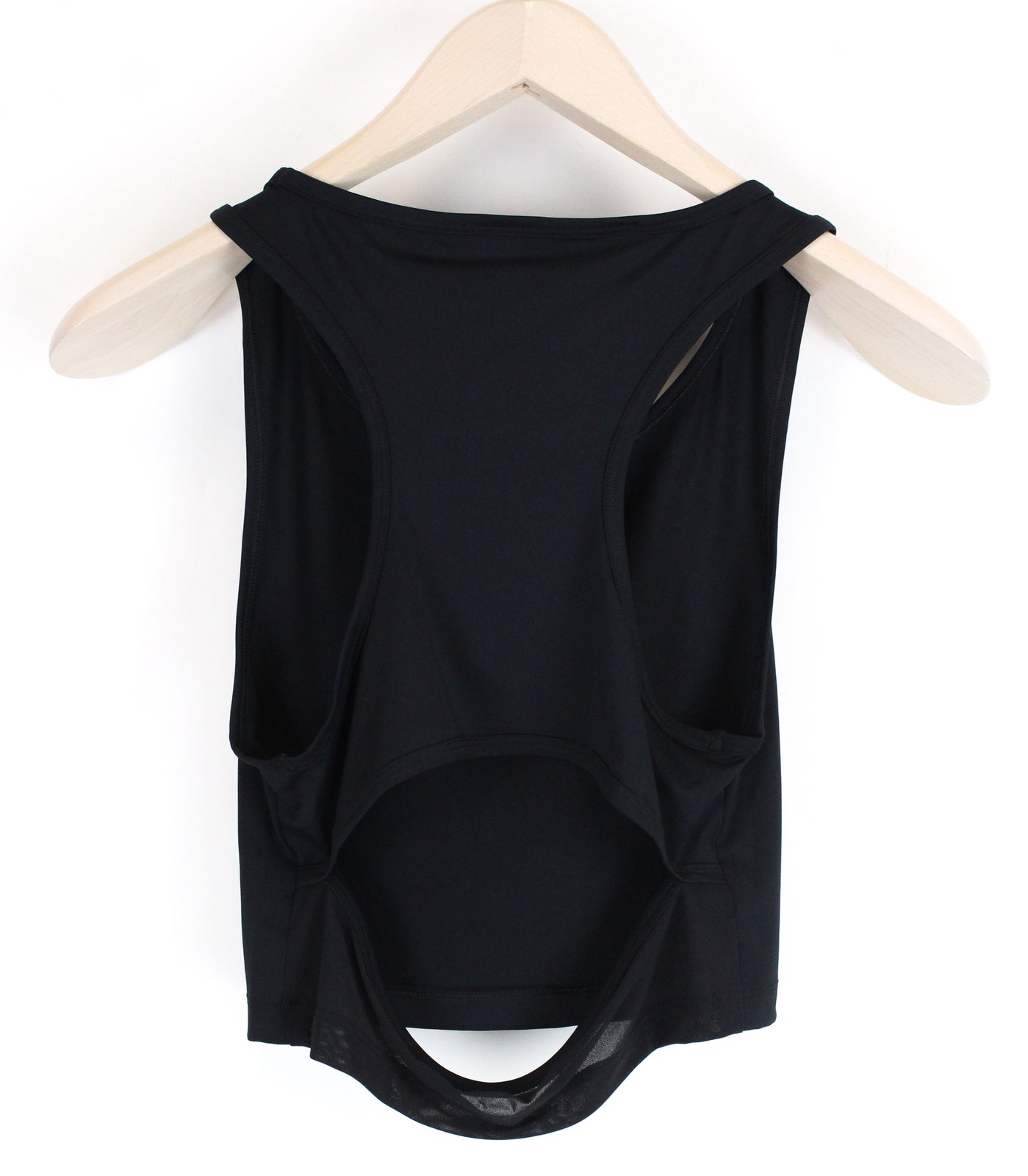 GYMSHARK moteriški marškinėliai XS dydžio su iškirpte nugaroje be rankovių, juodi, trumpi, tamprūs. 