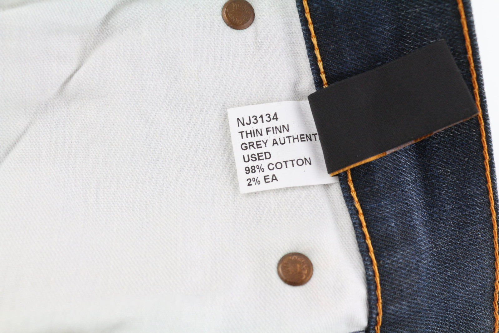 NUDIE JEANS Thin Finn Men Jeans W32/L32 Grey Authent Zip Washed Dark Logo