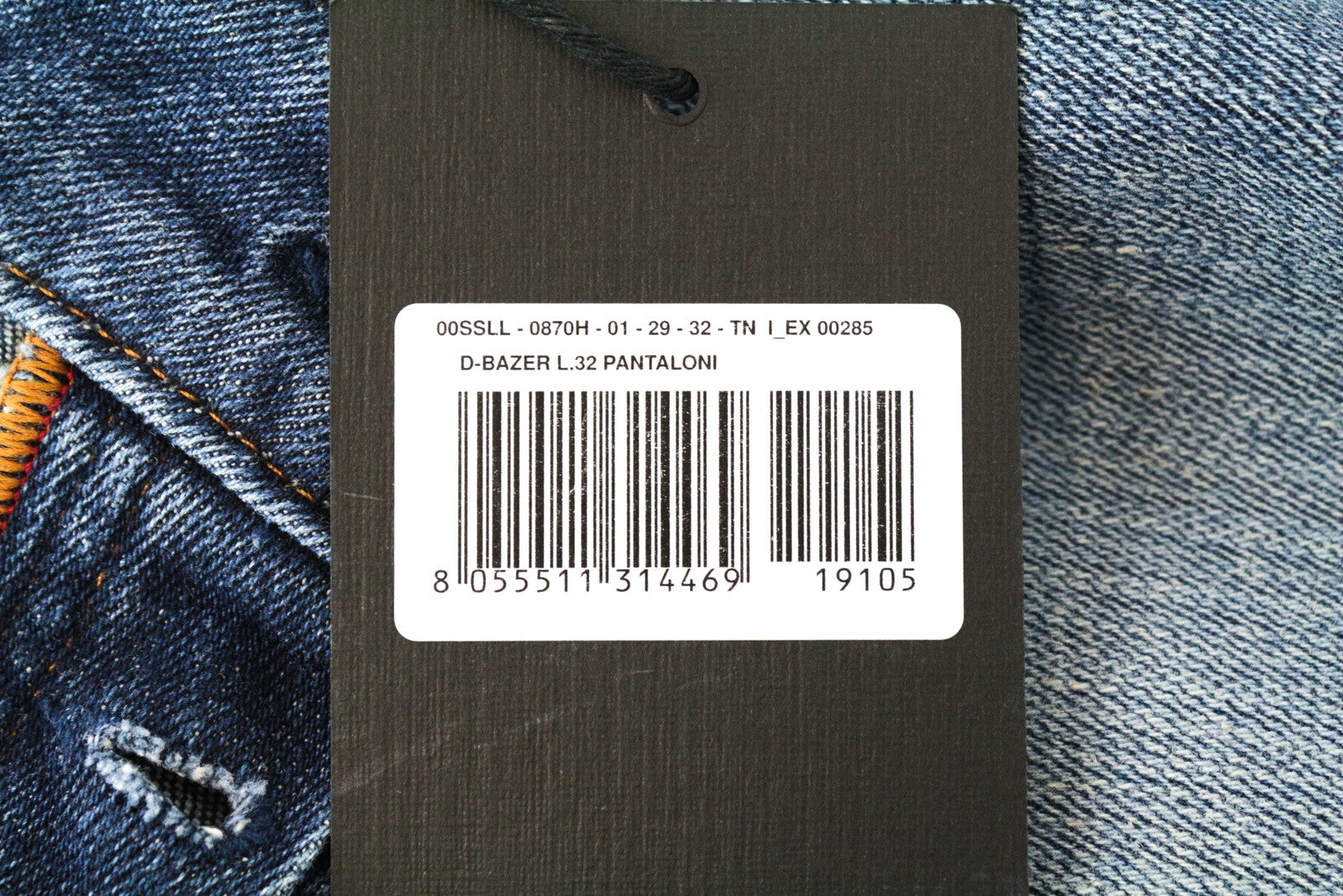 DIESEL D-Bazer 0870H vyriški W29/L32 siaurėjantys mėlyni tamprūs medvilniniai džinsai 