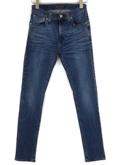 NUDIE JEANS High Kai Men Jeans W28/L32 Navy Falls Organic Zip Fly Washed Denim