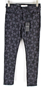 SCOTCH &amp; SODA moteriški džinsai W27/L30 žvaigždžių pilkos spalvos, platėjančios, aptemptos, žakardo stiliaus 