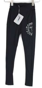 GYMSHARK Women Sport Leggings XS High-Waisted Black Logo Printed Fitness Stretch