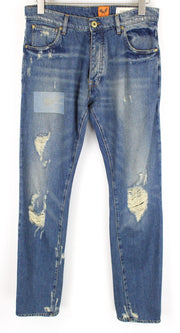 GOOD GENES Men Jeans W32/L34 Distressed Blue 16-Year Vintage Non-Stretch