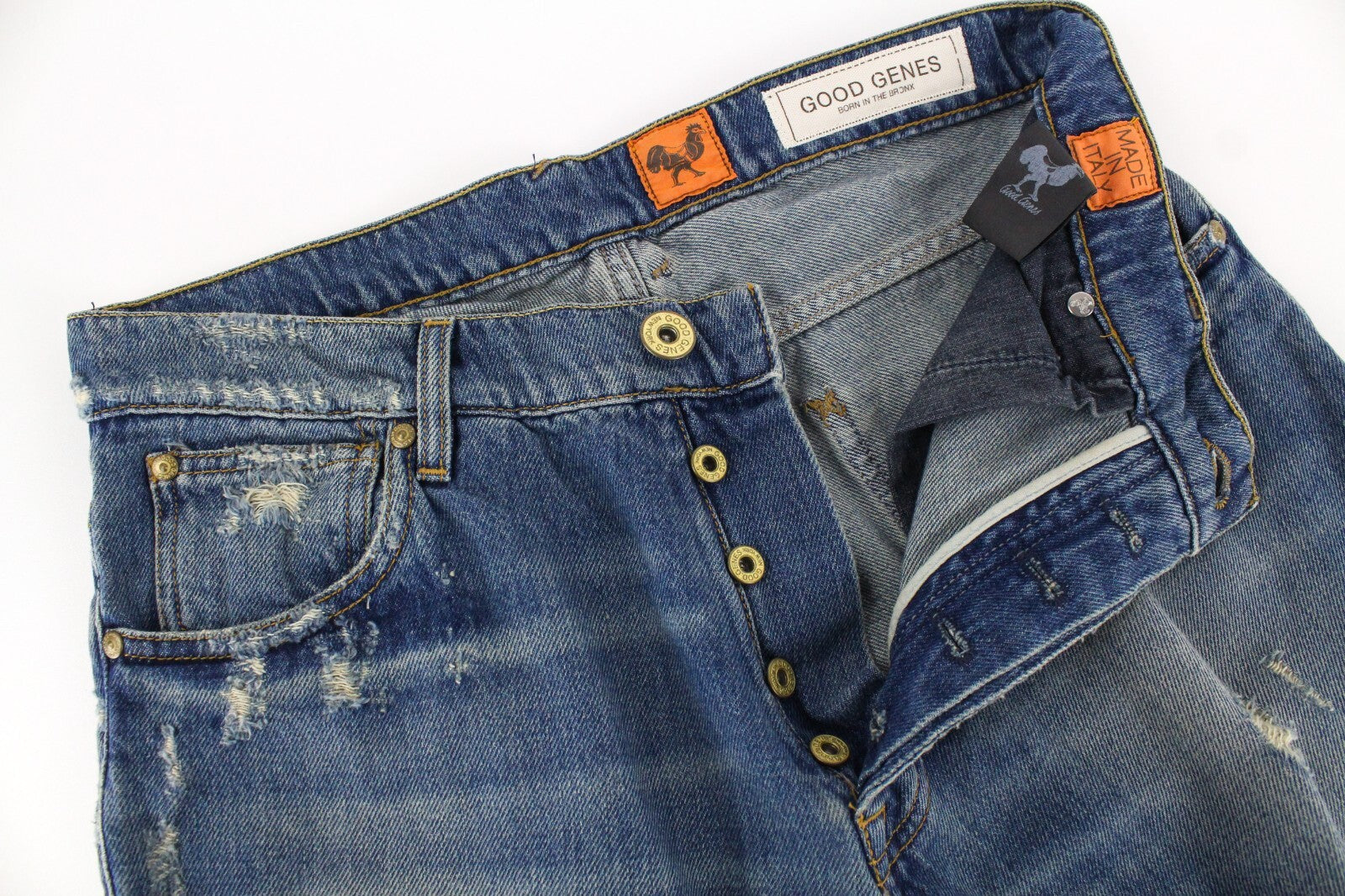 GOOD GENES Men Jeans W32/L34 Distressed Blue 16-Year Vintage Non-Stretch