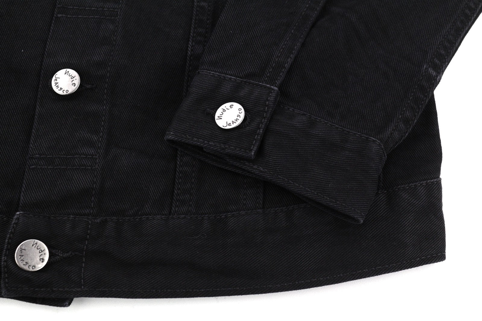 NUDIE JEANS Billy Men Jacket S Dark Shist Denim Button Spread Black Pockets