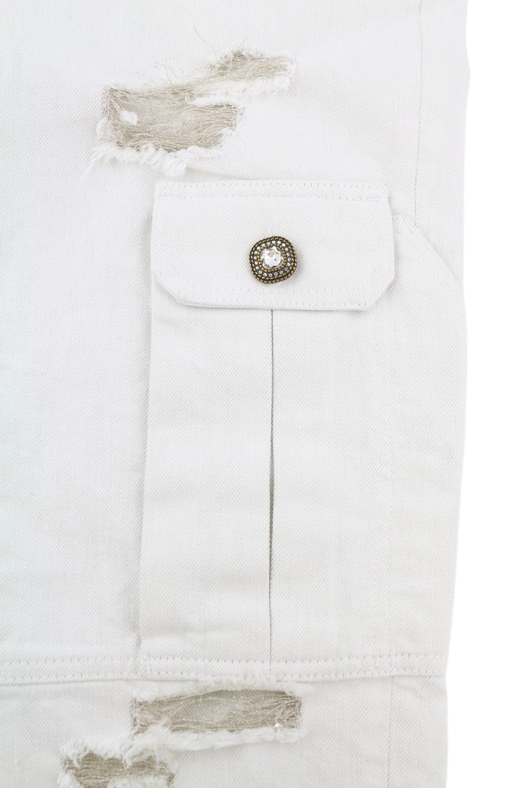 LIU JO Cargo Women Jeans 40 Skinny Fit Ripped Glitter Shiny Denim White Logo