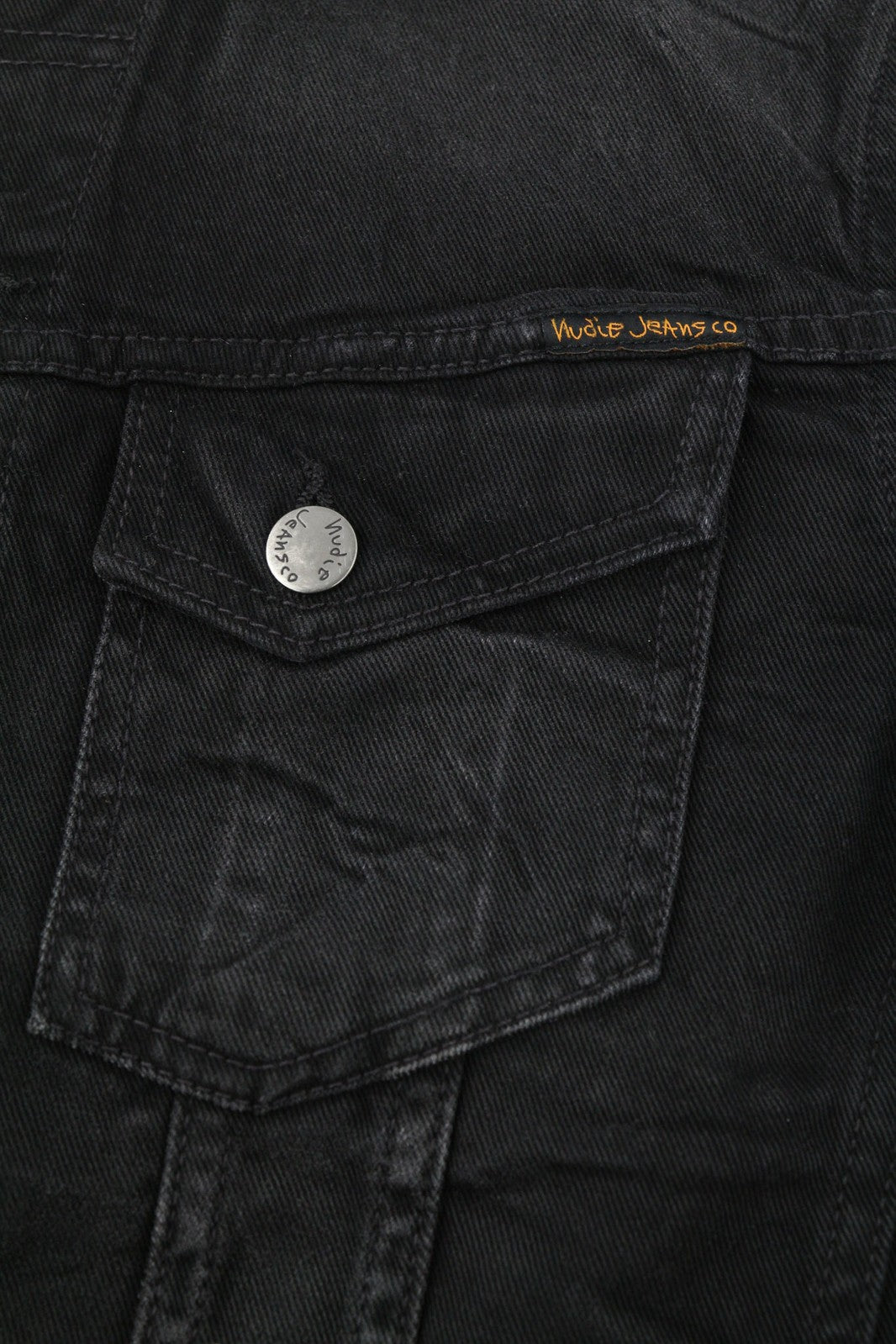 NUDIE JEANS Billy Men Jacket S Dark Shist Denim Buttoned Spread Black Pocket