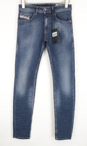 DIESEL Thommer 083AD W26/L32 Slim Fit vyriški skalbtos mėlynos medvilnės tamprūs džinsai 