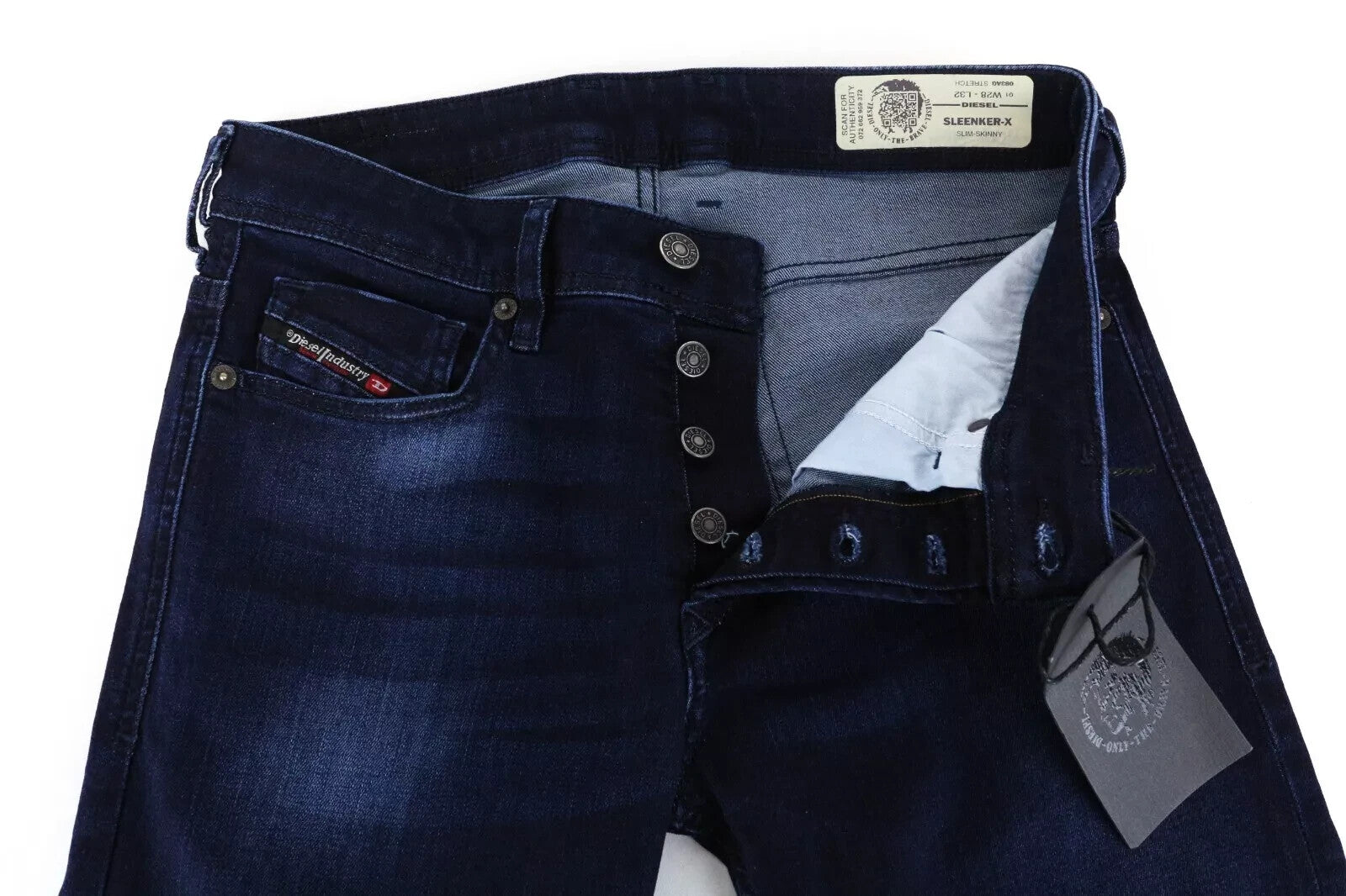 DIESEL Sleenker-X 083AG vyriški džinsai W28/L32 Slim Skinny Fit medvilnės tamprės mėlyni 