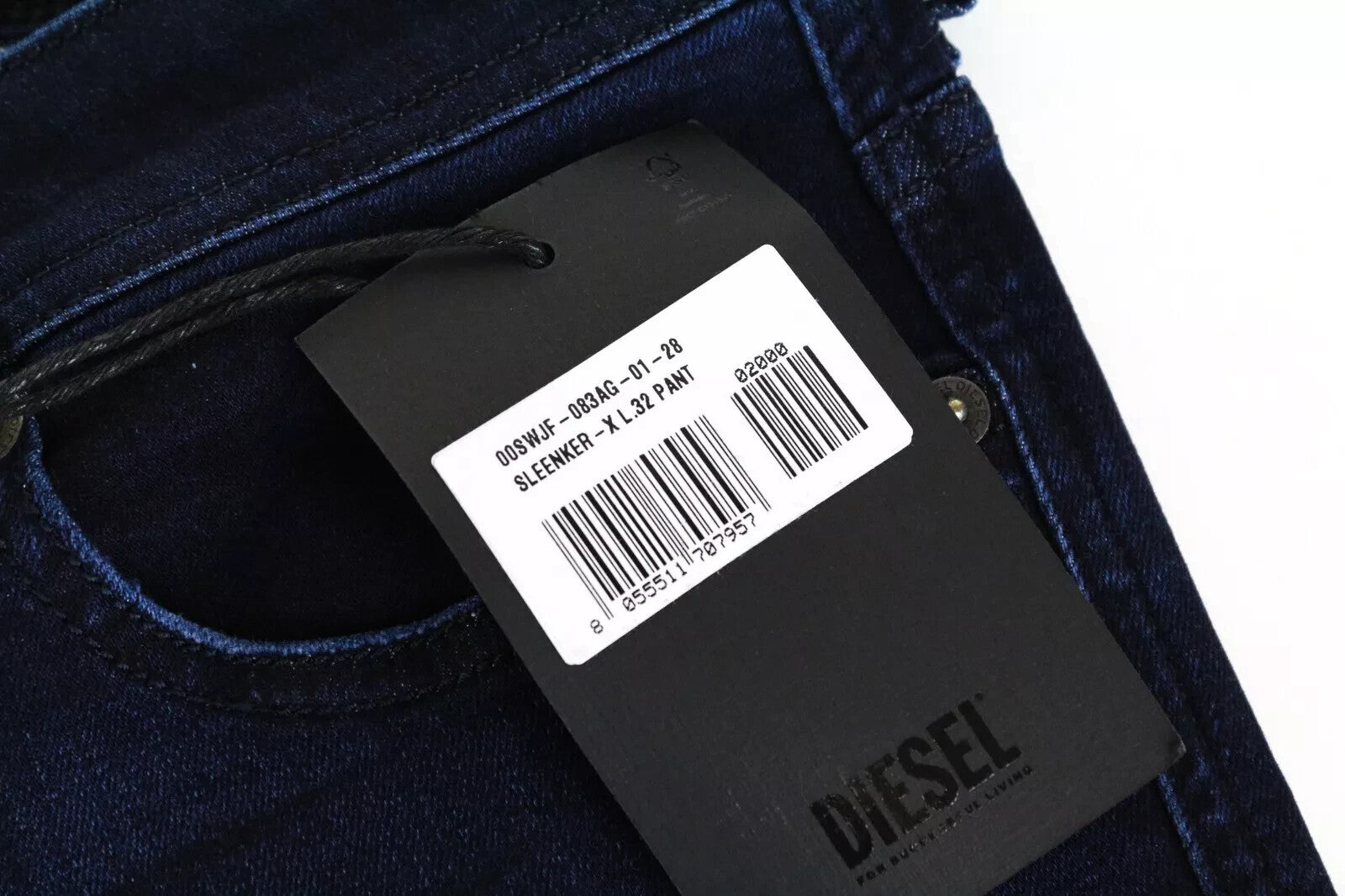 DIESEL Sleenker-X 083AG vyriški džinsai W28/L32 Slim Skinny Fit medvilnės tamprės mėlyni 