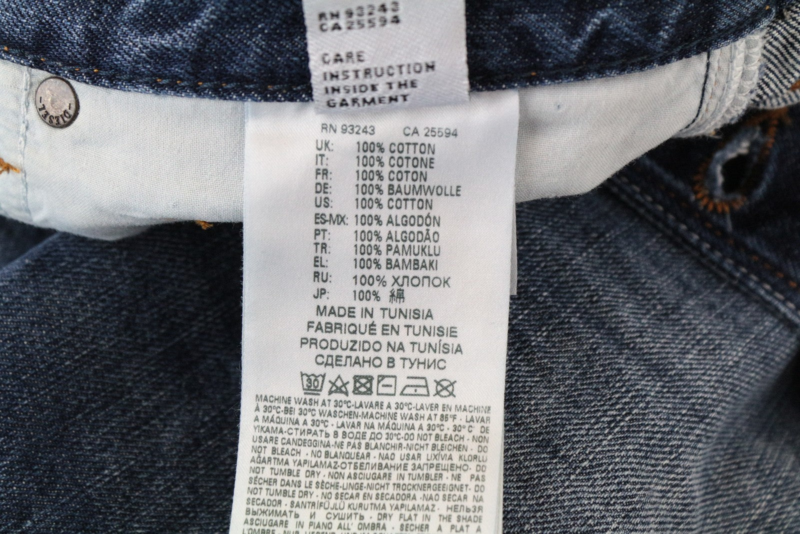 DIESEL Mharky-B 085AG W29/L32 mėlyni, aptempti vyriški džinsai iš grynos medvilnės 