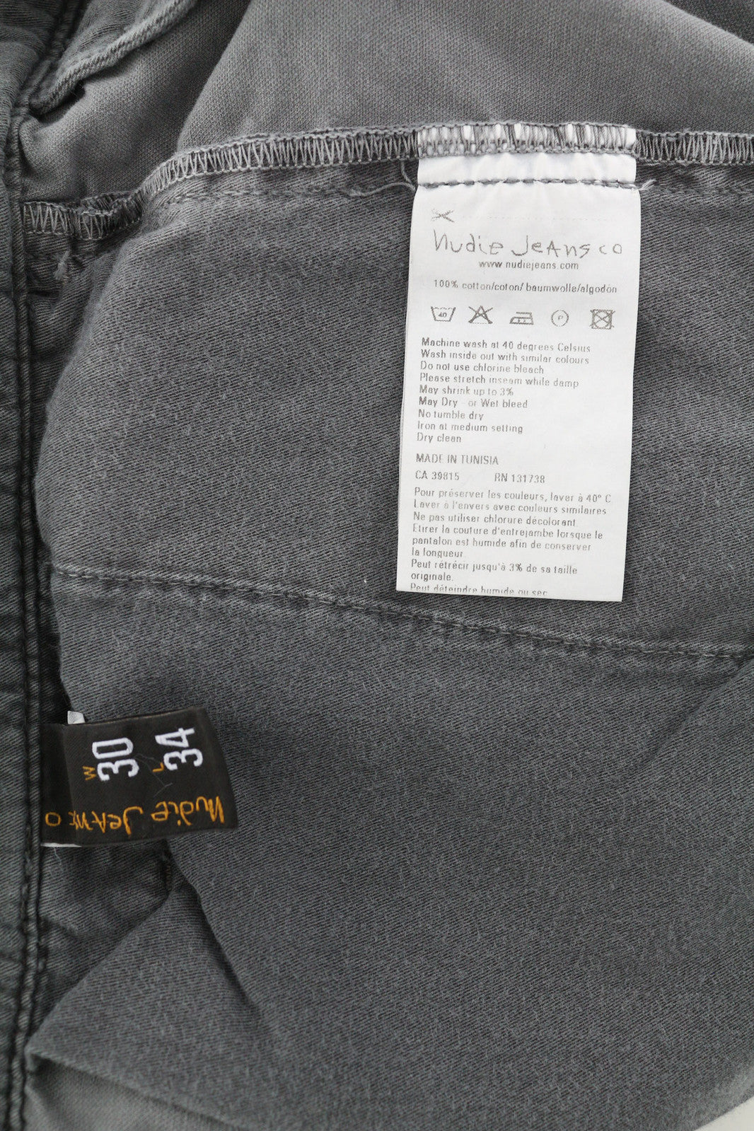 NUDIE JEANS chaki spalvos įprastos vyriškos kelnės W30/L34 drobės su sagomis pilkos spalvos 