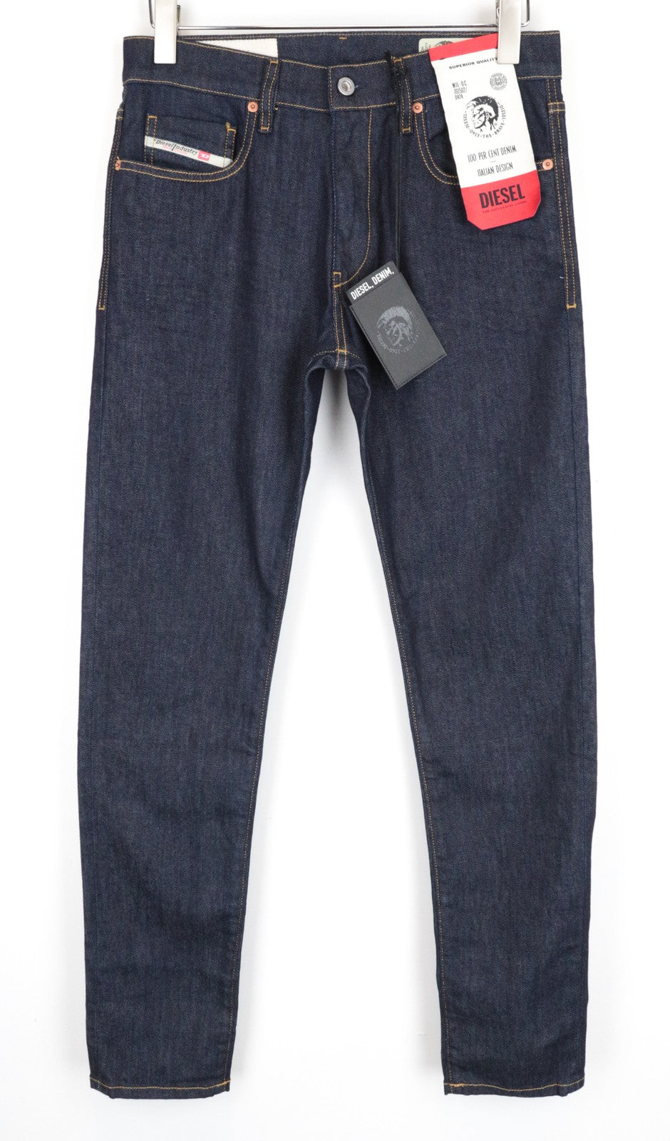 DIESEL D-Strukt 082AC W30/L32 vyriški siaurėjantys džinsai tamsiai mėlyni, tamprūs medvilniniai džinsai 