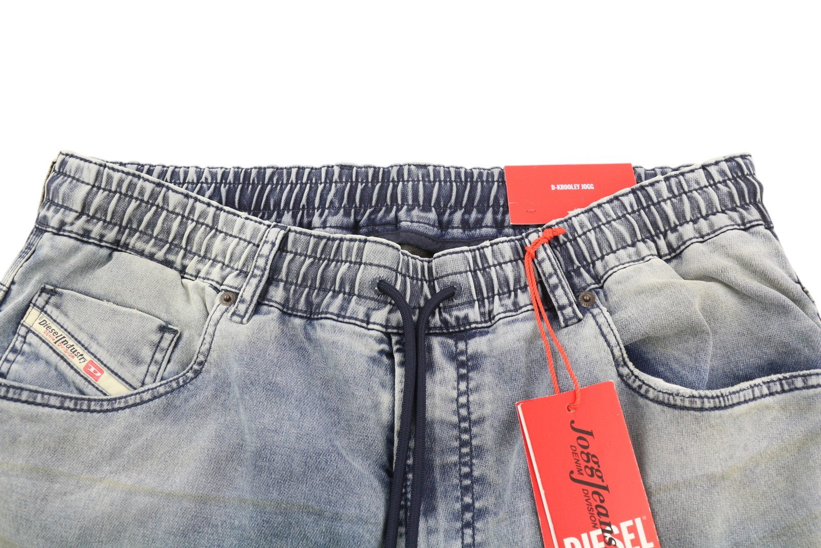 DIESEL D-Krooley Jogg 068DU vyriški džinsai W32/L32 su raišteliu juosmenyje, mėlyni, RRP295