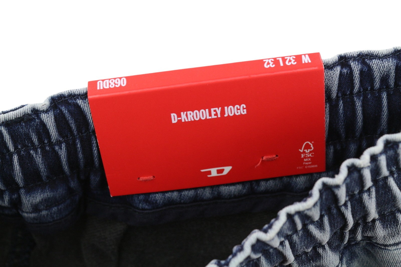 DIESEL D-Krooley Jogg 068DU vyriški džinsai W32/L32 su raišteliu juosmenyje, mėlyni, RRP295