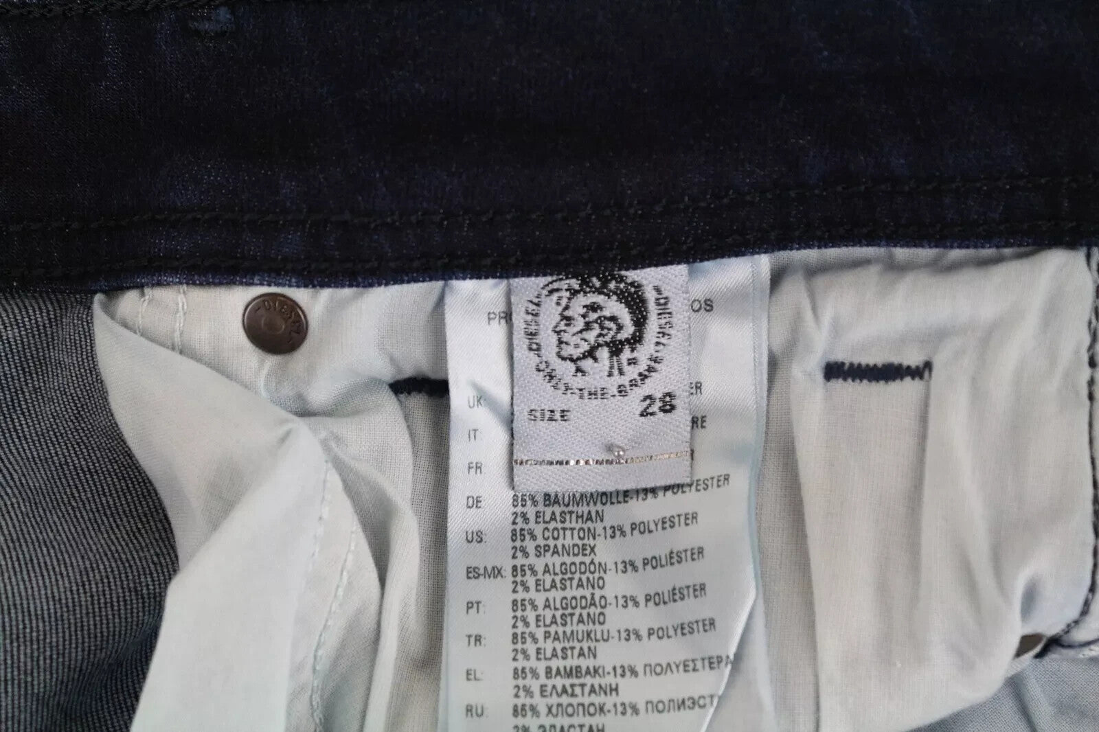 DIESEL Sleenker-X 083AG vyriški džinsai W28/L32 Slim Skinny Cotton Stretch tamsiai mėlyni 