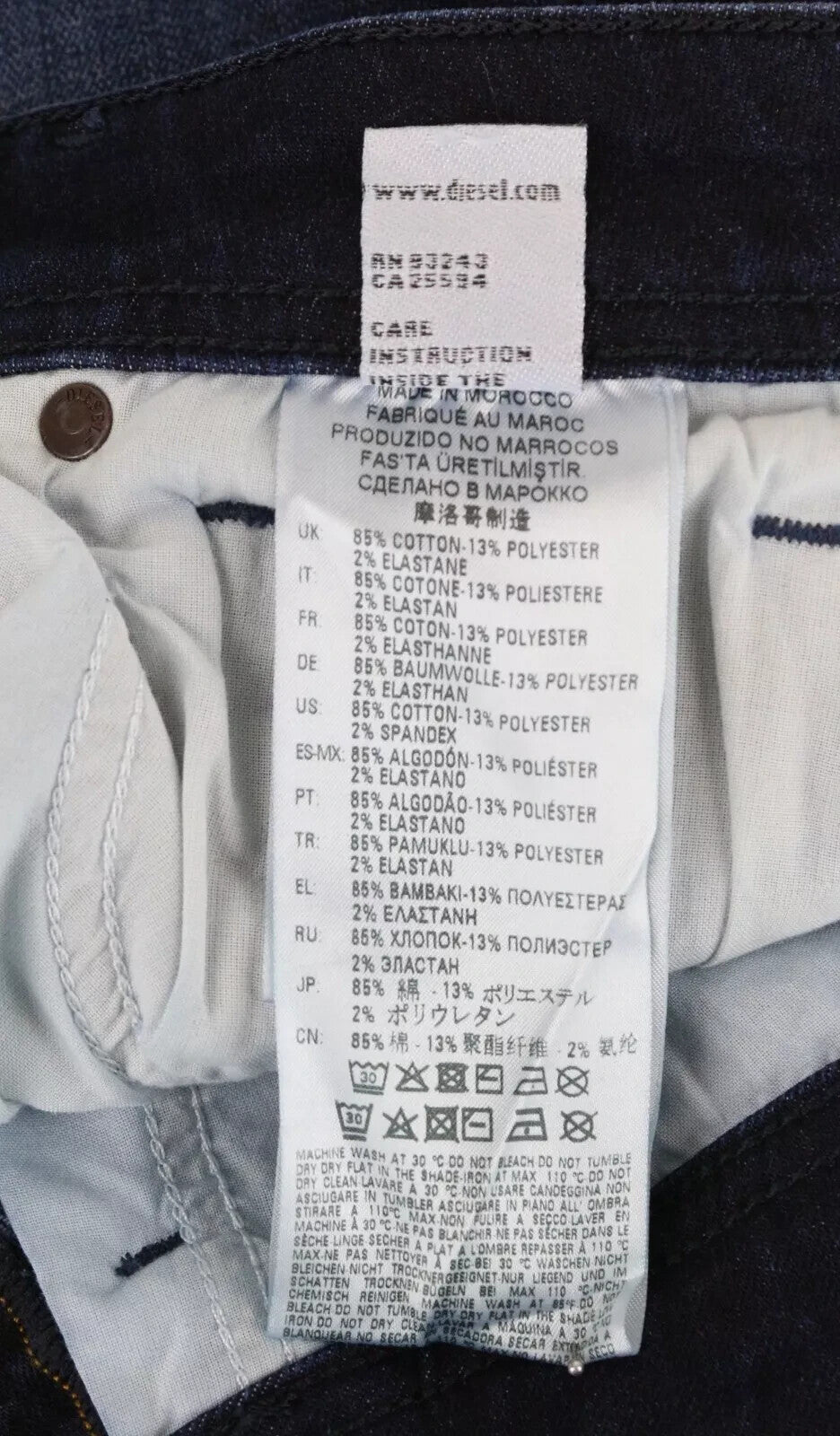 DIESEL Sleenker-X 083AG vyriški džinsai W28/L32 Slim Skinny Cotton Stretch tamsiai mėlyni 