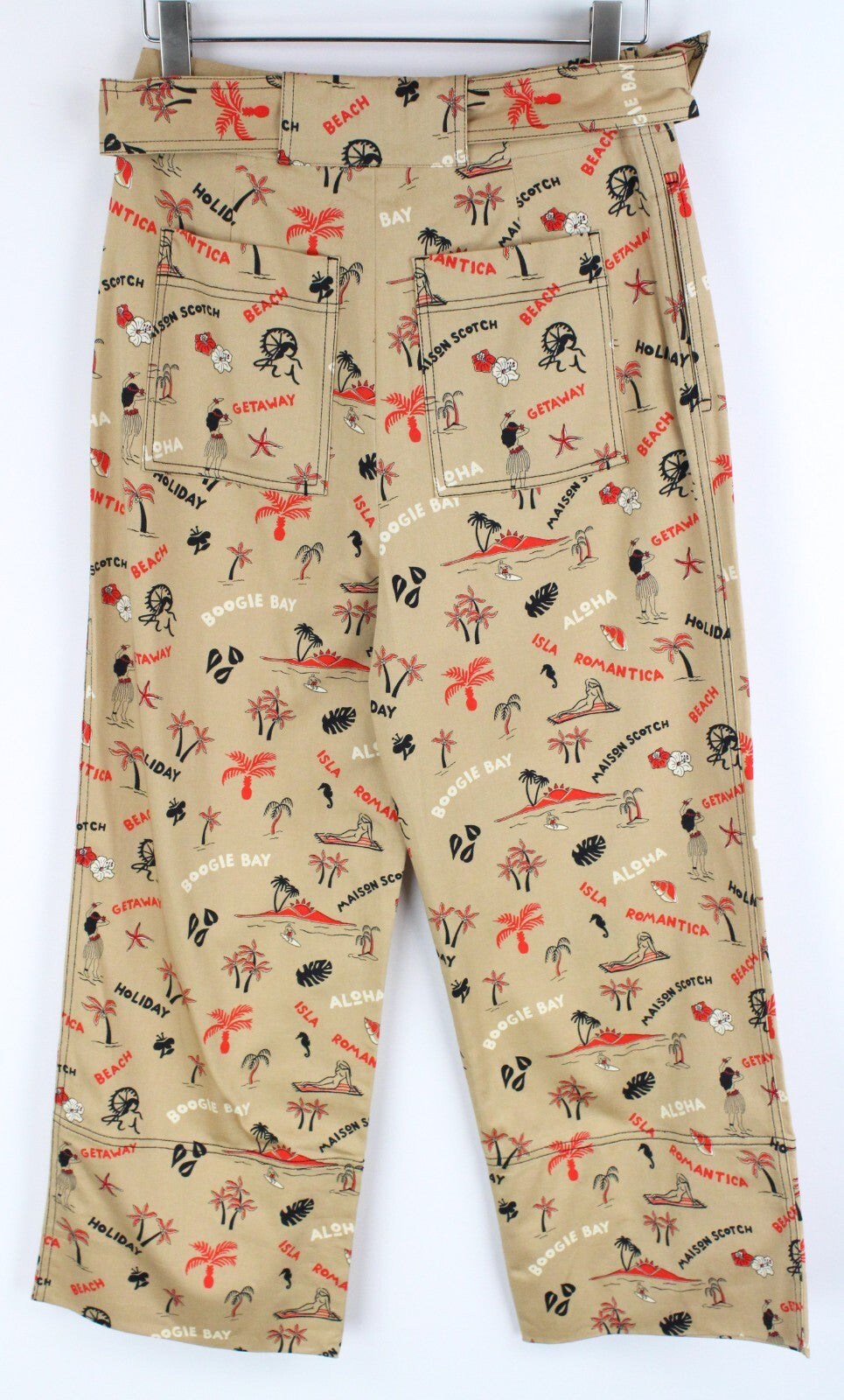 MAISON SCOTCH Women Flare Trousers M Classic Beige Vacation Style Melange