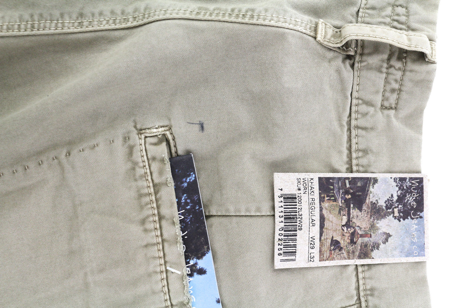 NUDIE JEANS chaki spalvos įprastos vyriškos kelnės W29/L32 smėlio spalvos chino spalvos su sagomis užsegimo kišenėmis 