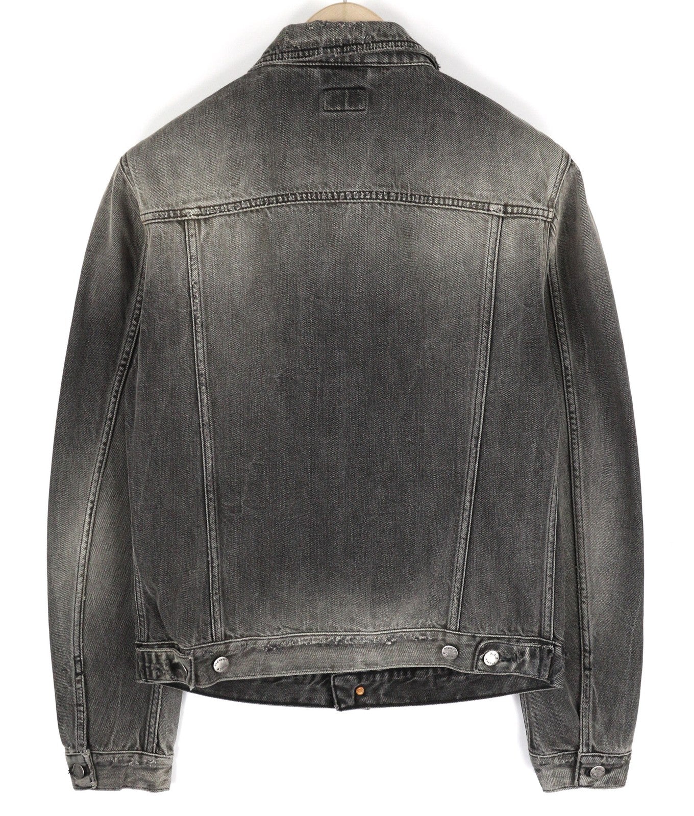 NUDIE JEANS Men Jacket M Grey Denim Washed Buttoned Spread Neck Pockets Logo