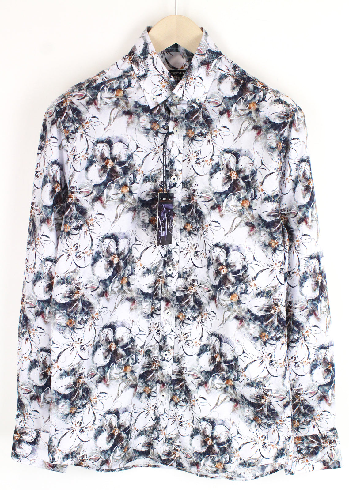 „STATE OF ART“ vyriški marškinėliai S dydžio, gėlėti, mažai tamprūs, raštuoti, mišraus medvilnės raštai, laisvalaikio stiliaus 