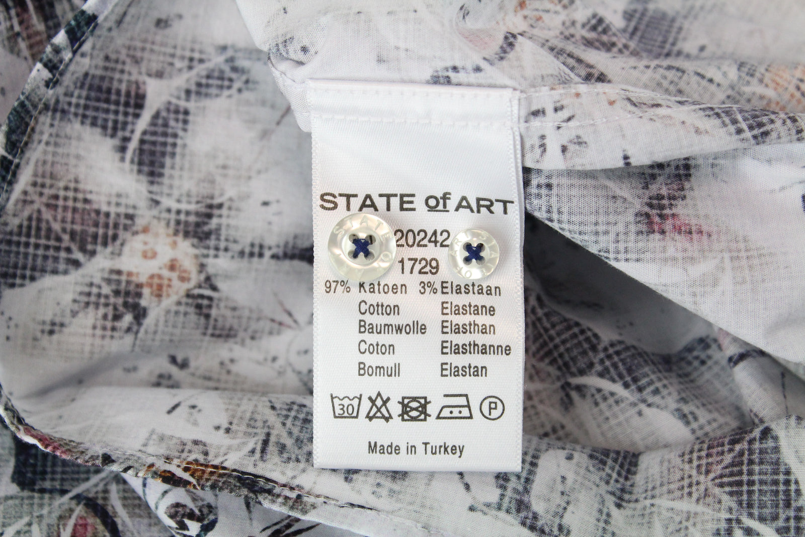 „STATE OF ART“ vyriški marškinėliai S dydžio, gėlėti, mažai tamprūs, raštuoti, mišraus medvilnės raštai, laisvalaikio stiliaus 