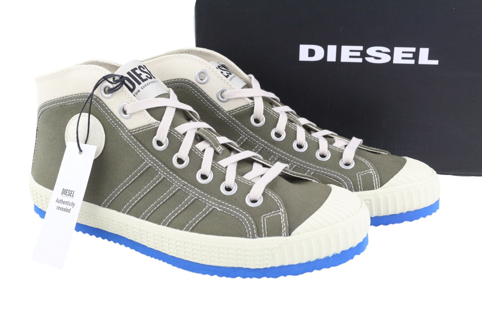 DIESEL S-Yuk MC vyriški sportbačiai, pilki, vidutinio ūgio, suvarstomi, migdolų spalvos nosimi, RRP 120 € 
