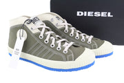 DIESEL S-Yuk MC vyriški sportbačiai, pilki, vidutinio ūgio, suvarstomi, migdolų spalvos nosimi, RRP 120 € 